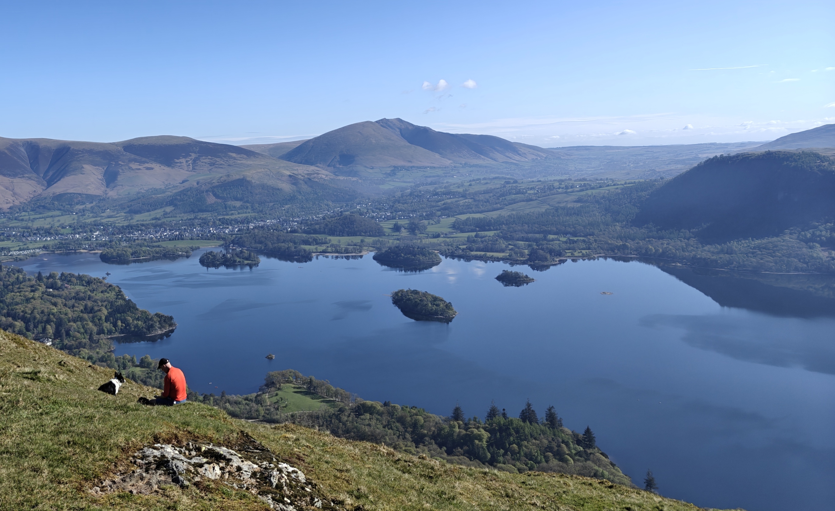 View from Cat Bells trail over Lake District farmland